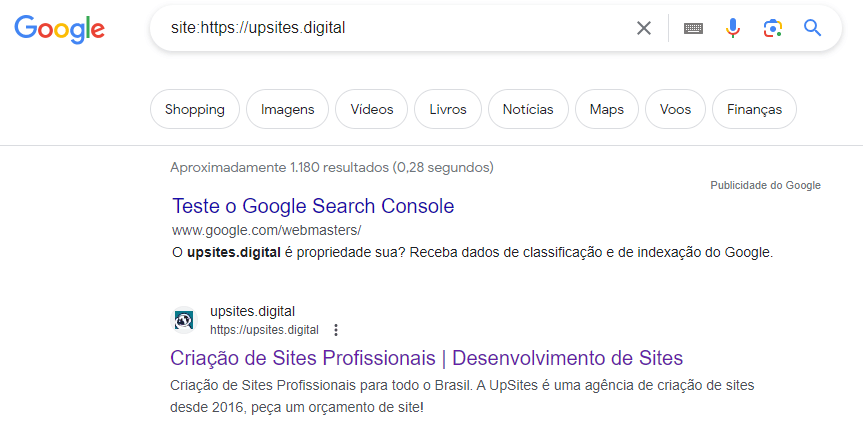 como saber se meu site está indexado no google