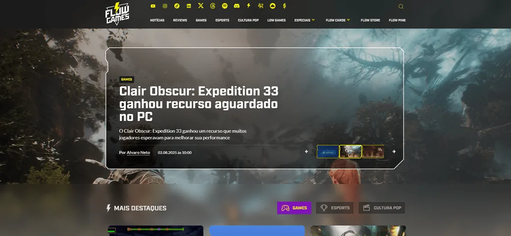 Portal de notícias desenvolvido para a Flow Games